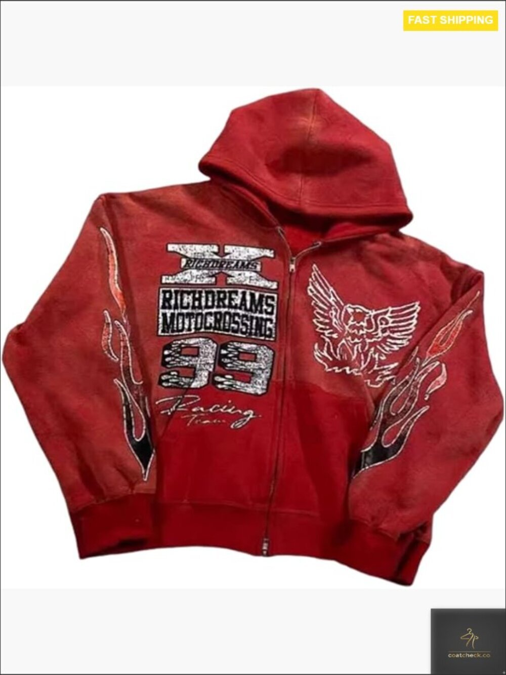 Y2k Zip Up Hoodie Grunge Streetwear Emo Vintage Oversized Graphic Star Rapper